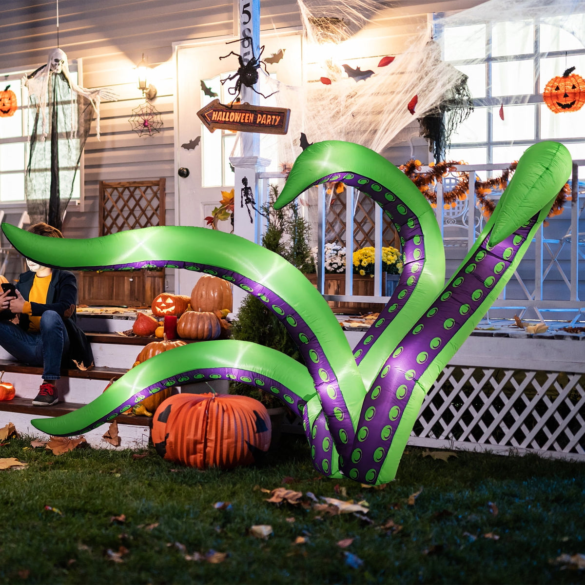 Witchwood™ 7 FT Halloween Inflatables Cape Octopus 2 Pack Giant Octopus Tentacles Halloween Decoration Outdoor