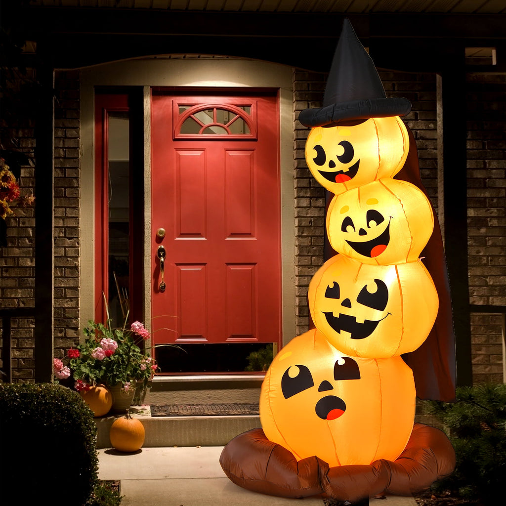 Witchwood™ Costway 6.8FT Halloween Inflatable Pumpkin Combo Blow up Pumpkins w/ Witch?s Hat