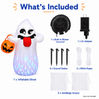 Witchwood™ 5FT Halloween Inflatable Ghost Holding Pumpkin Lantern, Light-Up Blow Up Outdoor Yard Decoration with RGB LED Lights