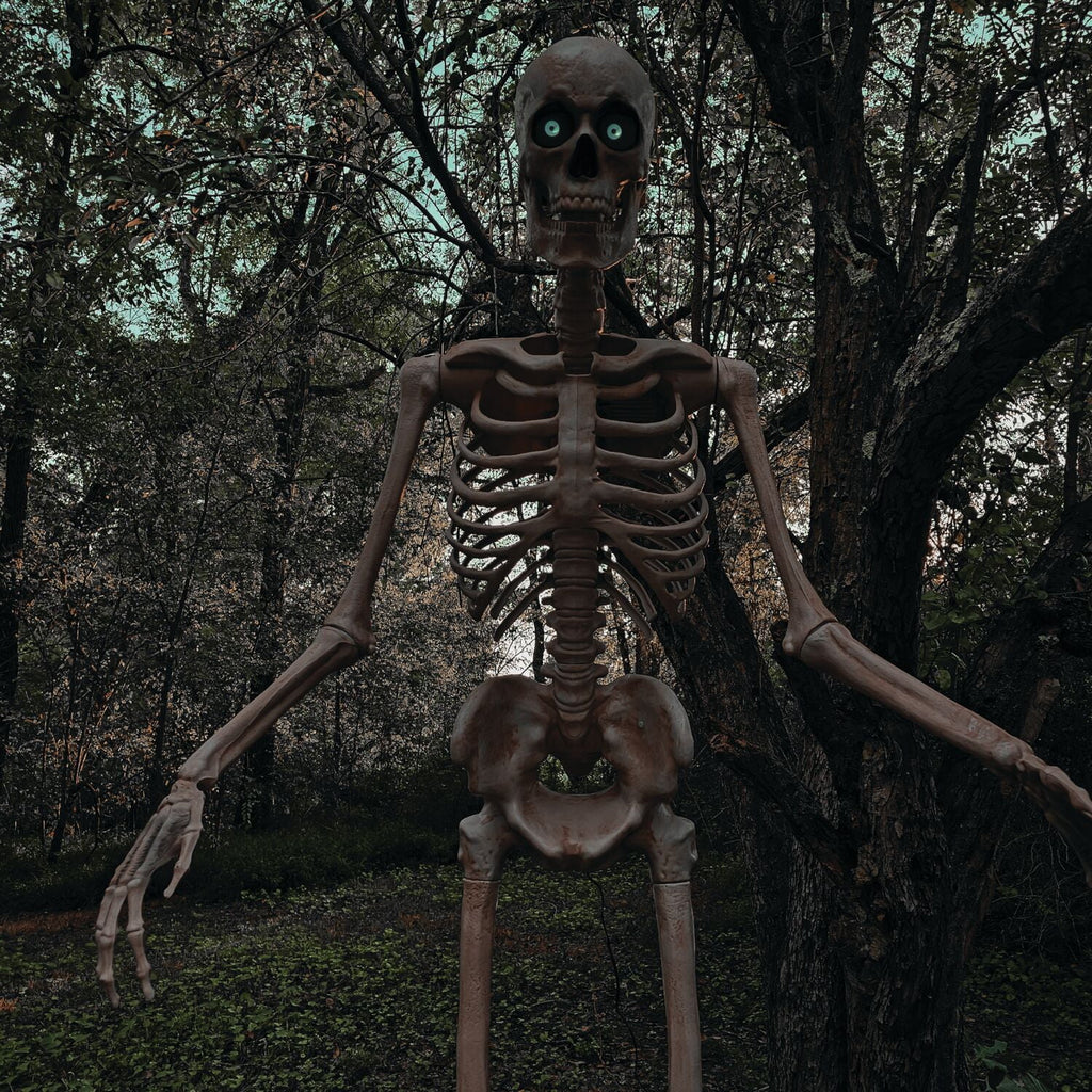 Witchwood™ 8 ft Tall Motion-Activated Towering Skeleton, Premium Talking Halloween Animatronic Decoration, Plug-In, HHTWRSKEL-2FLSA