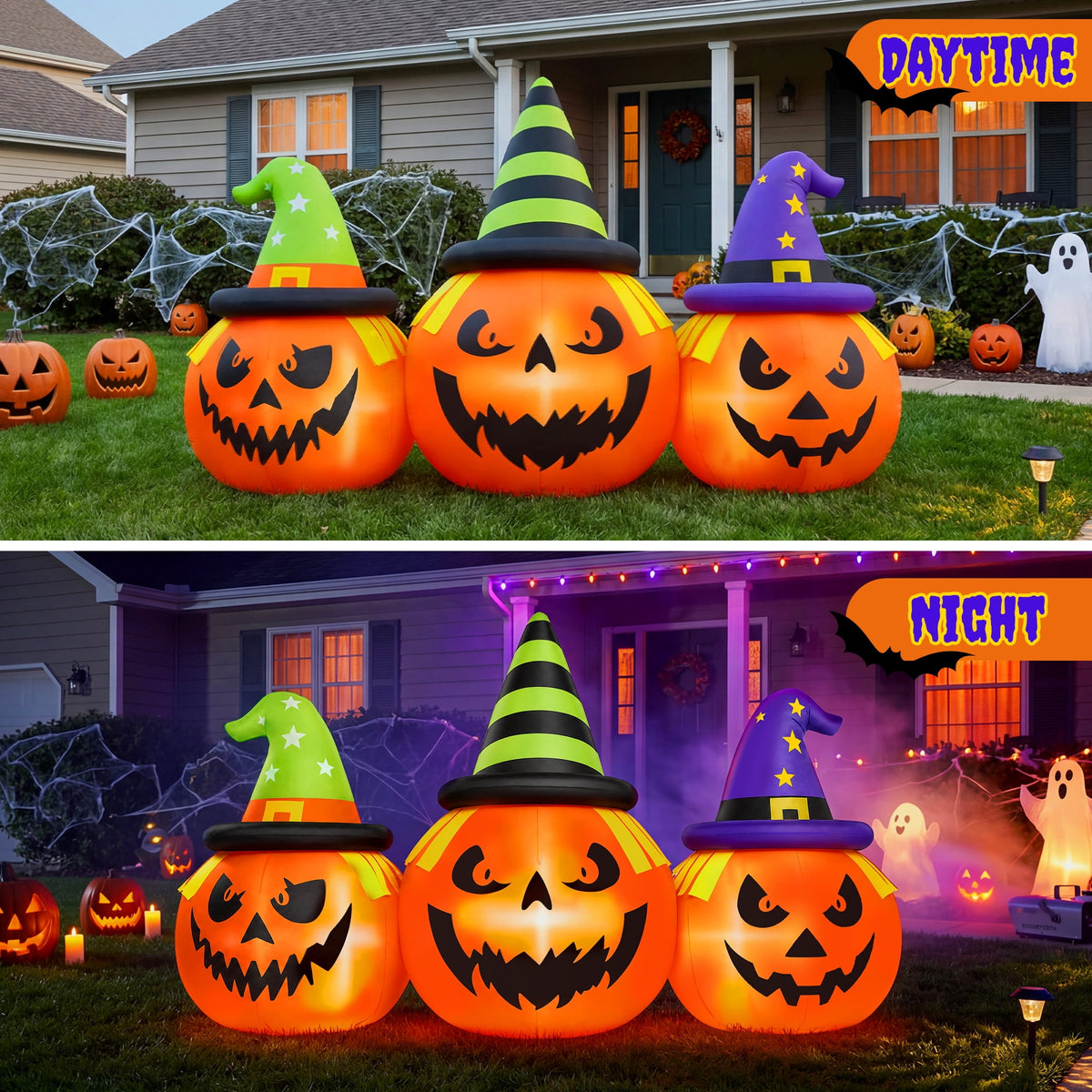 Witchwood™ 6FT Halloween Inflatable Pumpkins Decorations with LED Lights, Halloween Blow Ups Decoration for Home Party