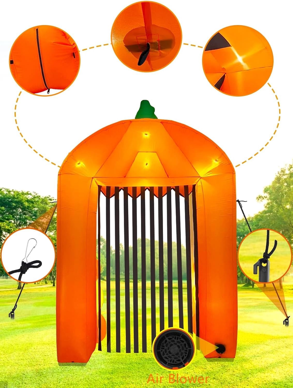 Witchwood™ 9.5ft Halloween Inflatable Pumpkin Arch with LED Lights - Outdoor/Indoor Yard Decoration for Halloween Party & Home