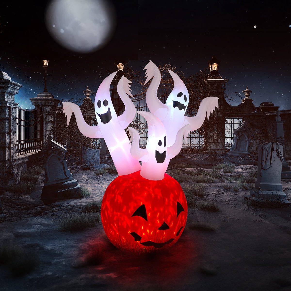 Witchwood™ Halloween Ghost and Pumpkin Outdoor Halloween Inflatables for Patio Garden Decor
