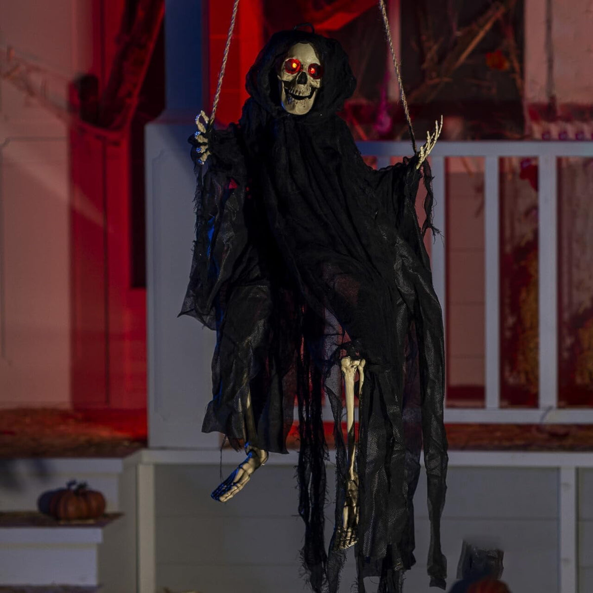 Witchwood™ 2 Packs Halloween Decorations Outdoor Hanging Swinging Skeleton Ghosts,3 ft Light Up Creepy Grim Reaper Decorations for Halloween Hanging Decorations Indoor Outdoor Yard