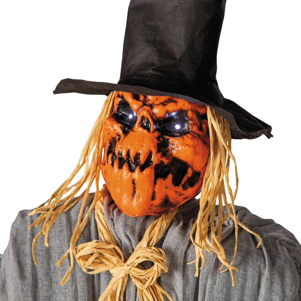 Witchwood™ 5 Ft. 8" Animated Head Turning Pumpkin Scarecrow Halloween Decoration