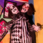 Witchwood™ Lifesize 5.5 ft Animatronic Two-Headed Clown with Lights and Sound, Indoor/Outdoor Halloween Decoration, HHCLOWN-37FLSA