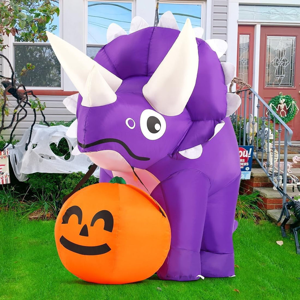 Witchwood™ Halloween Inflatable 5 FT Halloween Dinosaur Inflatable, Inflatable Halloween Dinosaur Halloween Dinosaur Decorations with LED Lights, Halloween Decorations Inflatables Clearance for Holiday