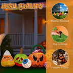 Witchwood™ 8FT Halloween Inflatable Pumpkin Ghost Scene, Waterproof Polyester, Quick Inflation with Stakes/Ropes for Yard/Garden/Indoor