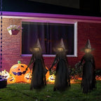 Witchwood™ Halloween Witch Decorations Outdoor, 59" Light Up Witches Holding Hands Witches with Stakes, Voice Control Screaming Life Size Witches Waterproof for Yard Garden Lawn Decor, 3 count