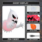 Witchwood™ 4.6 FT Halloween Inflatable Ghost Blow Up Ghost Broke Out from Window Halloween Decor