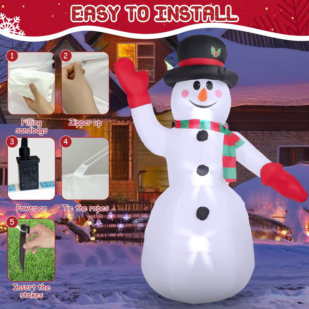 Witchwood™ 8ft Snowman Christmas Inflatables, Blow up with LED Lights Built-in for Holiday/Party/Yard/Garden Decoration
