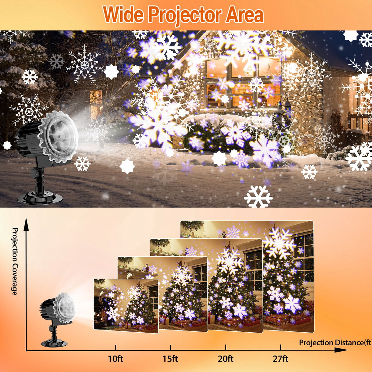 Witchwood™ Outdoor high brightness snowflake projection light, holiday decoration ambient light, Christmas Halloween laser light, light show, waterproof function, indoor home, Christmas, wedding Mother's Day