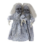 Witchwood™ 2.8ft Halloween Scary Yard Decorations, Twin Girls Halloween Standing Decoration, Animated Haunted House Halloween Party Prop Decoration, with Creepy Sounds, for Front Porch, Patio, Yard, Lawn, Garden