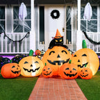 Witchwood™ 7 ft Halloween Inflatable Long Pumpkin with Witch's Cat Decorations Inflatables with Build-in LEDs,Halloween Decor Outdoor Blow Up Yard Decorations
