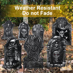 Witchwood™ Halloween Foam RIP Graveyard Tombstones, 7Pack(3 x L-Size + 4 x XL-Size) Foam Tombstone for Halloween Party Outdoor Decorations