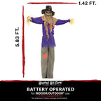 Witchwood™ 6 ft Standing Halloween Scarecrow Yard Decoration with LED Green Eyes, HHSCR-5FLS