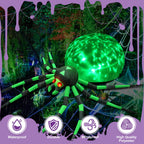 Witchwood™ 8FT Halloween Inflatables Outdoor Decorations Giant Spider Decorations with LED Lights and Air Pump Blow up Inflatable Green