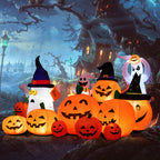 Witchwood™ Gymax 7.5ft Inflatable Halloween Pumpkins Set 7 Pumpkins Patch w/ Energy-saving LED & Adapter