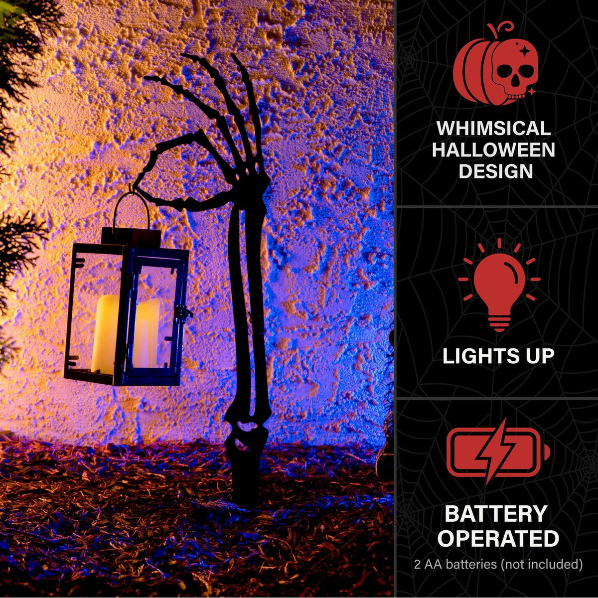 Witchwood™ Zombie Hand Black Halloween Décor with Lantern, LED & Stake, 2.3-Ft