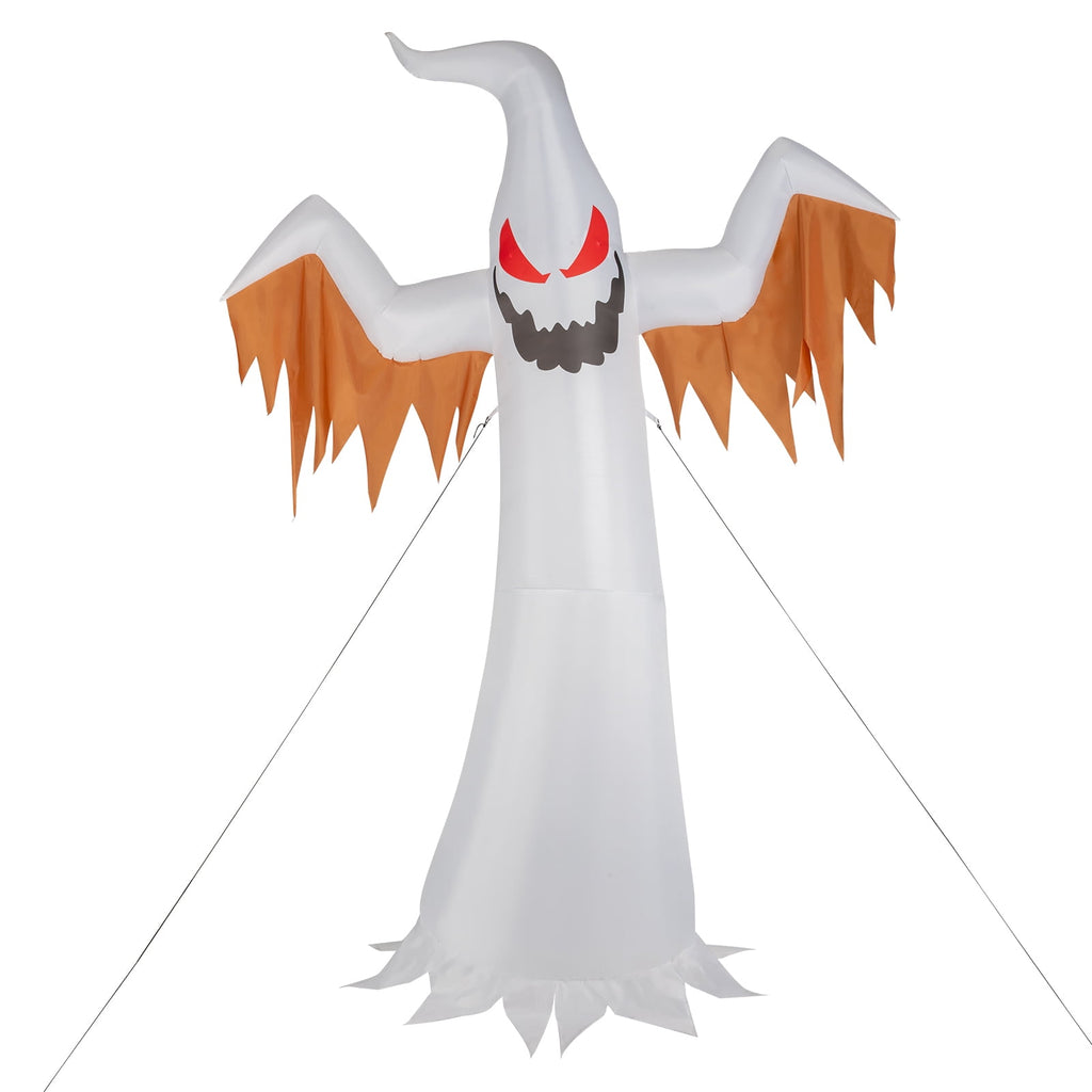 Witchwood™ 12FT Halloween Inflatables Ghost Outdoor Halloween Decoration w/ Scary Flames,4pcs LED Lights