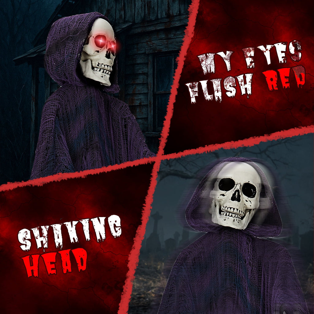Witchwood™ 6' Halloween Decorations Animatronics Grim Reaper, Sound-Actived Party Deco for Garden Yard Lawn
