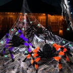 Witchwood™ JoyX Giant Halloween Spider Web Decoration Set, 23 ft Huge Web with 50" Large Spider, LED Light, and Glow in The Dark Spiders for Outdoor Yard Decor