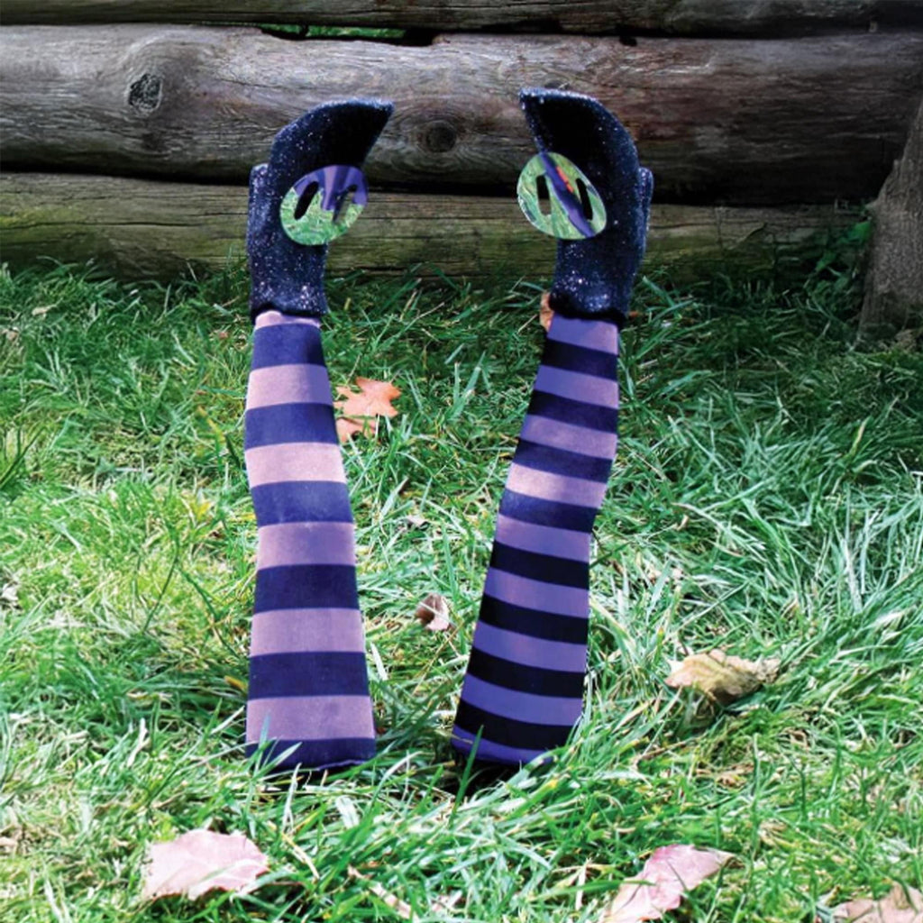 Witchwood™ Witch Legs Yard Stakes Purple/Black Halloween Décor