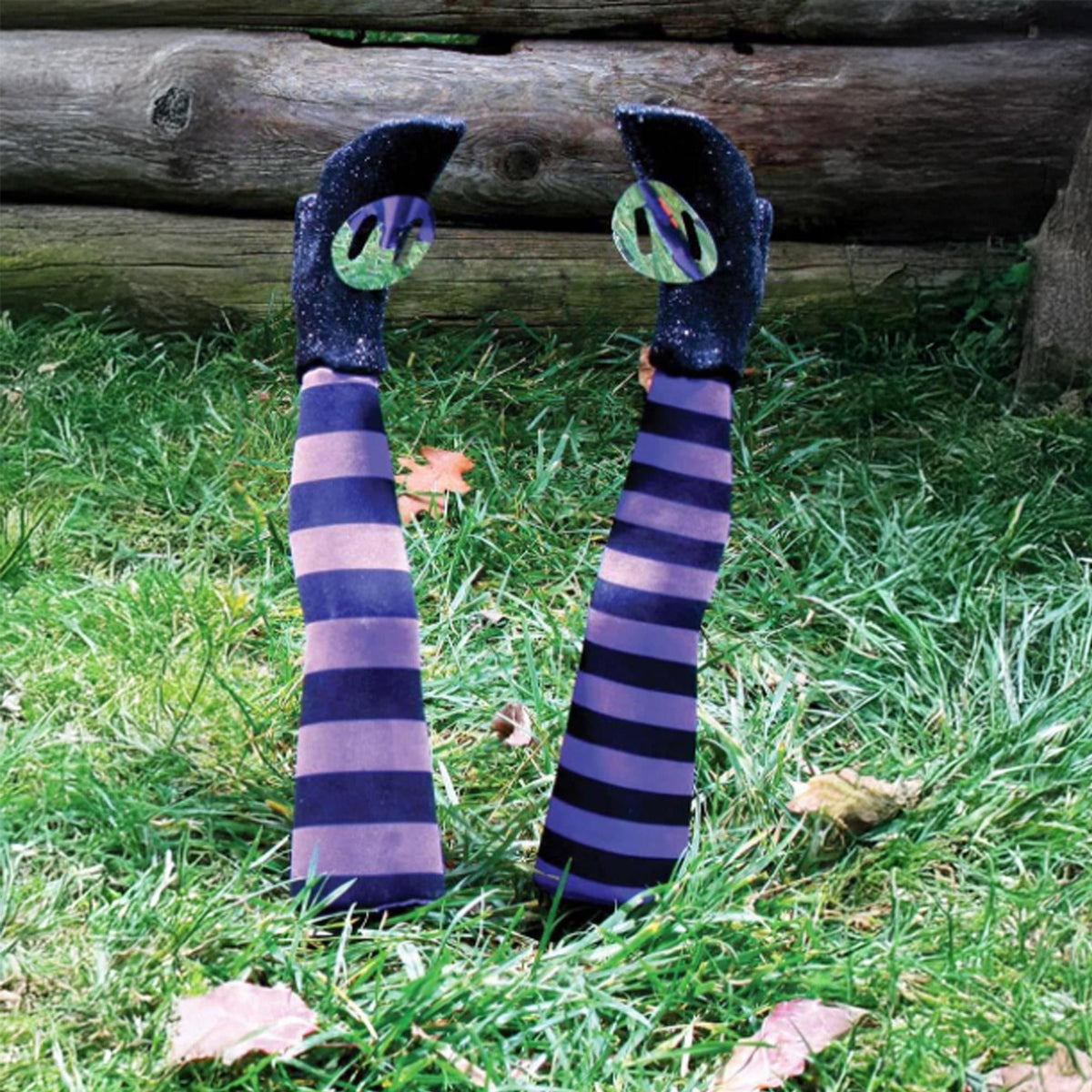 Witchwood™ Witch Legs Yard Stakes Purple/Black Halloween Décor