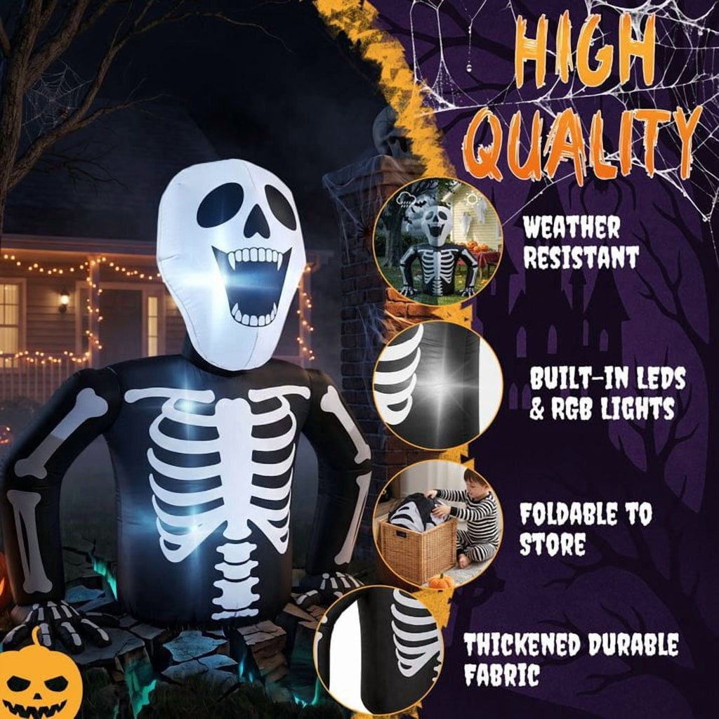 Witchwood™ 6' Halloween Inflatables Skeleton Outdoor Halloween Decoration Emerging Skeleton,Built-In LED