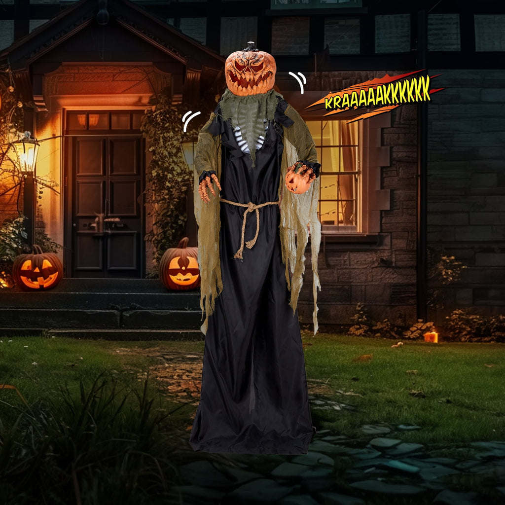 Witchwood™ 7FT Halloween Animatronic Standing Pumpkin Man The Sound Activated Halloween Prop