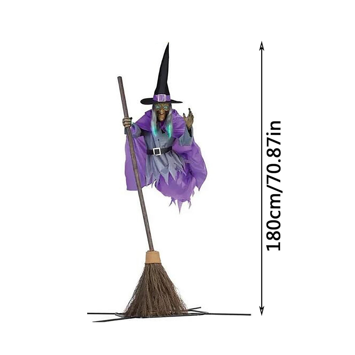 Witchwood™ EWSFHUI Flying Witch Halloween Decor on Broom,5.9Ft Large Flying Hover Witch Sound & Touch Activated Sensor Suitable for Yard Halloween Outdoor Decoration