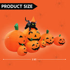 Witchwood™ 7 ft Halloween Inflatable Long Pumpkin with Witch's Cat Decorations Inflatables with Build-in LEDs,Halloween Decor Outdoor Blow Up Yard Decorations