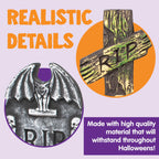 Witchwood™ 17" Halloween 5 Pack Tombstone Decorations, Foam RIP Graveyard Signs Cemetery Headstones Scary Outdoor Indoor Halloween Decor with 12 Metal Stakes for Easy Set Up, Waterproof for Garden Lawn