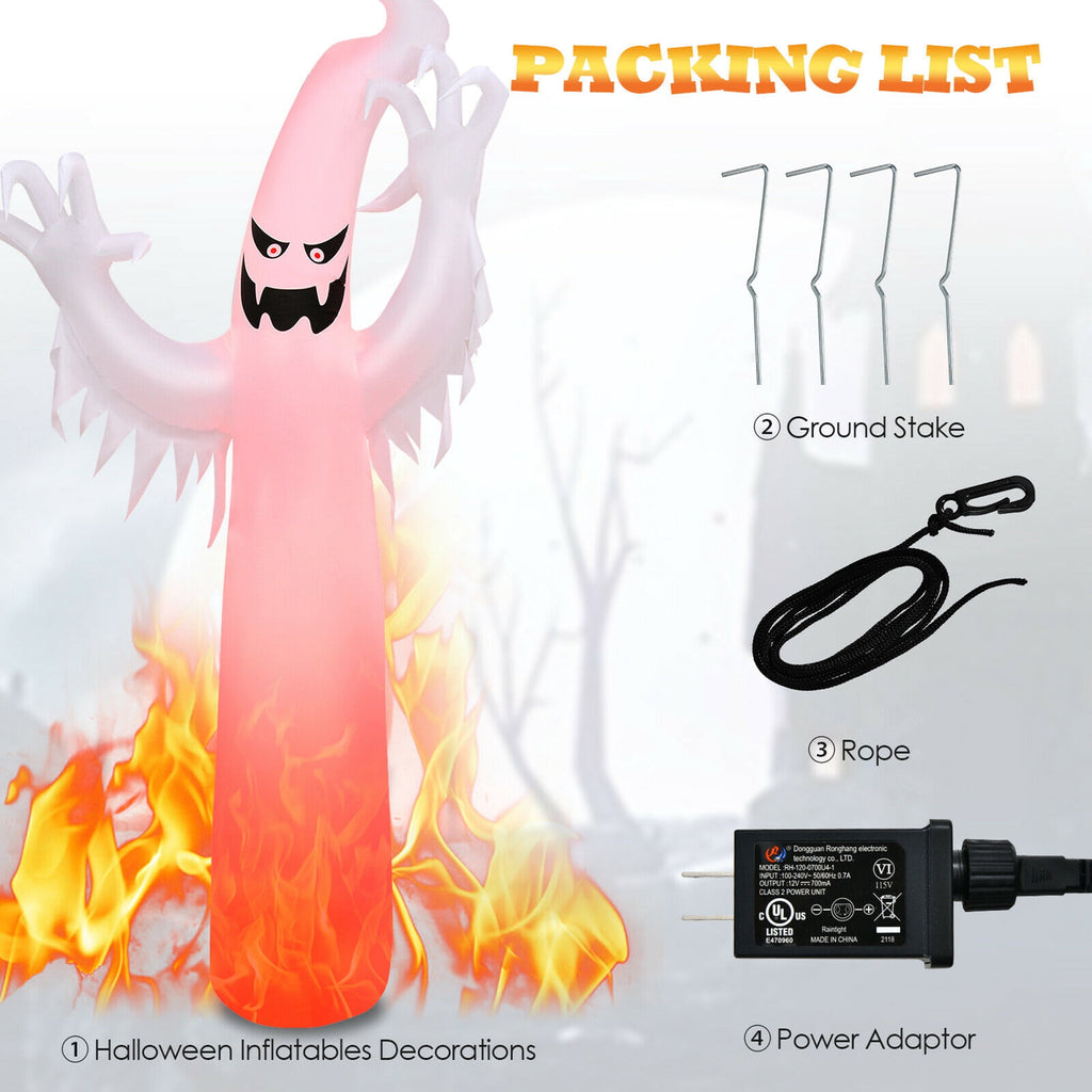 Witchwood™ Gymax 12ft Inflatable Halloween Ghost Blow Up Decoration w/ Built-in Flame Light