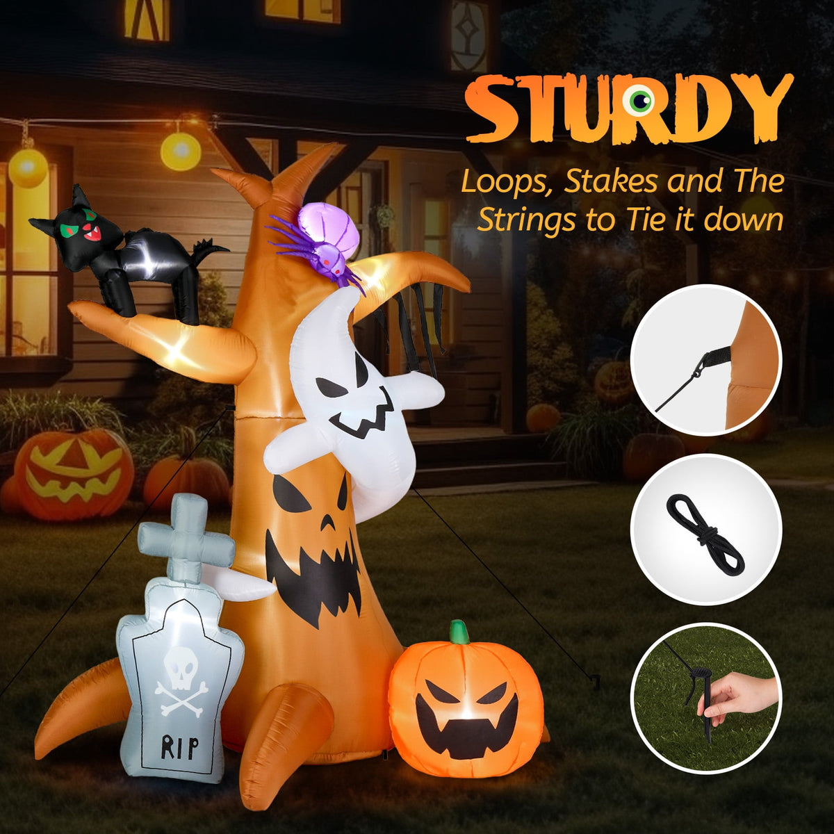 Witchwood™ OverPatio 7.8' Halloween Inflatables Outdoor Halloween Decoration with 9pcs LED Lights