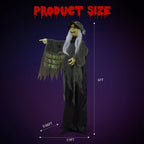 Witchwood™ 6FT Halloween Animatronic Witch Standing Outdoor Halloween Decoration w/ Red Eyes,Scary Sounds
