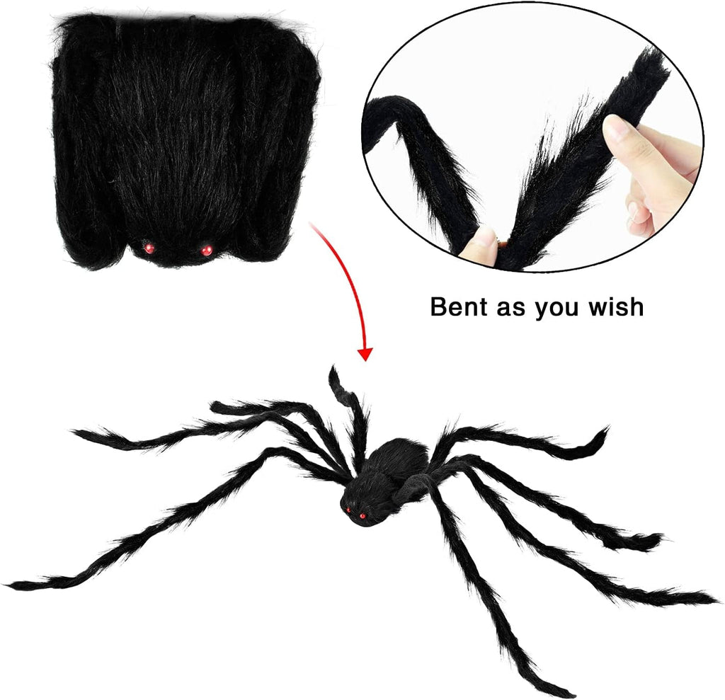 Witchwood™ 3 Pack 5 FT Giant Spider Halloween Decorations,Scary Spider Halloween Decorations Outdoor Party Decorations Props Halloween Yard Decorations,Black