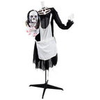 Witchwood™ 57" Animated LED Lighted Head-in-Hand Skeleton Maid Halloween Decoration