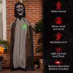 Witchwood™ Outsunny 74" Life Size Outdoor Halloween Decorations Skeleton Witch, Animated Prop Animatronic Decor with Sound and Motion Activated, Light Up Eyes and Chest, Howling and Chain Sound