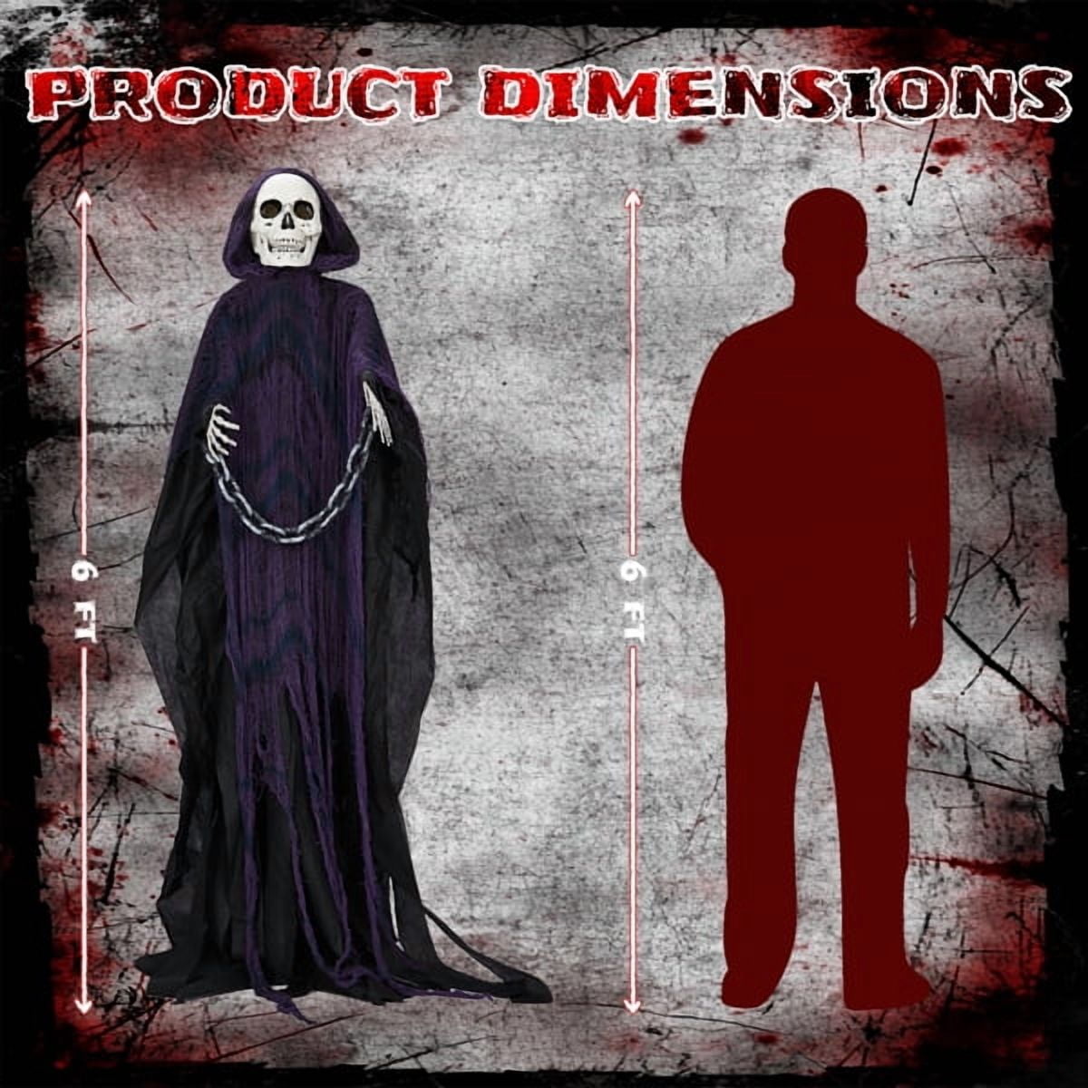 Witchwood™ 6ft Life-Size Halloween Animatronic Grim Reaper - Sound-Activated, 1-Minute Assembly for Yard/Haunted House/Party