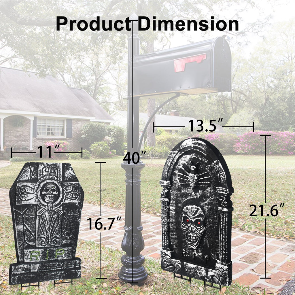 Witchwood™ Halloween Foam RIP Graveyard Tombstones, 7Pack(3 x L-Size + 4 x XL-Size) Foam Tombstone for Halloween Party Outdoor Decorations