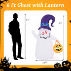 Witchwood™ Costway 6 Ft Halloween Inflatables Cute Ghost with Jack-O-Lantern & Witch Hat