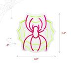 Witchwood™ Spider with Web Pink & Green Halloween Décor with Neon LED Lights, 0.9-Ft