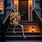 Witchwood™ 5.4 ft Halloween skeleton decoration, with movable joints, flexible skeleton for poses, scary skeleton suitable for indoor and outdoor Halloween decorations, haunted houses, courtyards, cemeteries.
