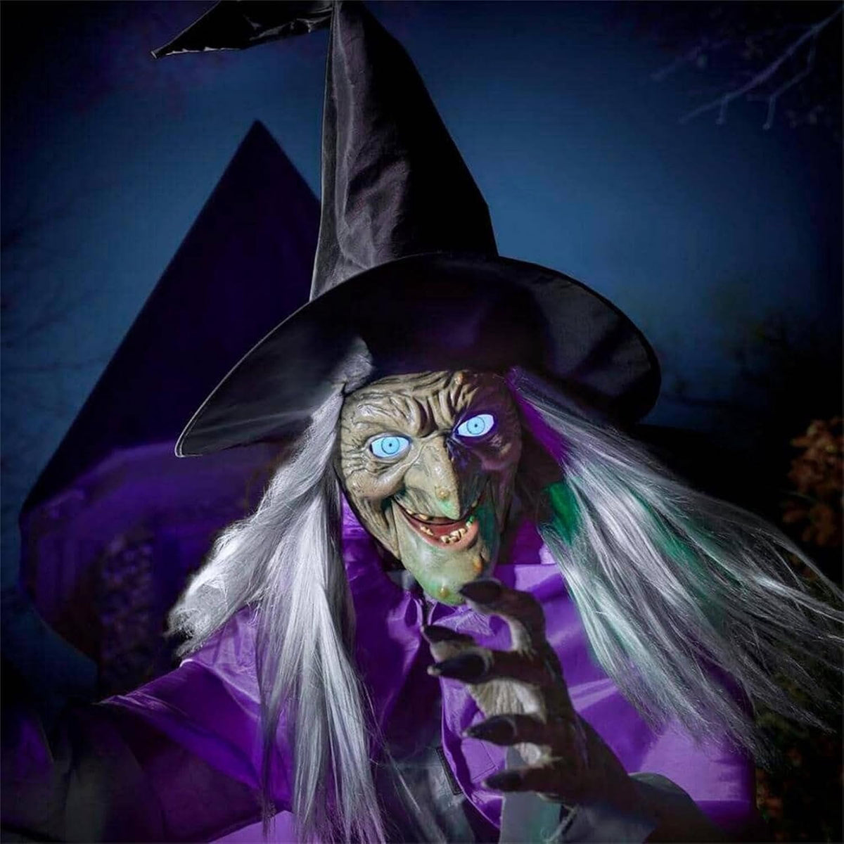 Witchwood™ Witch Decorations Halloween 6 FT Scary Flying Witch Decorations Animatronics Halloween Props with Scary Sounds and Lights Decorations for Outside Indoor Garden Yard