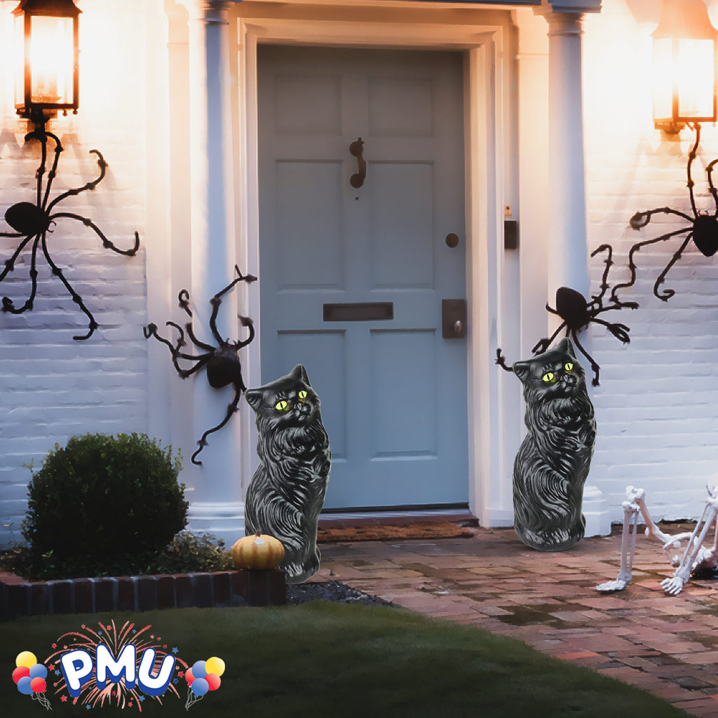 Witchwood™ PMU Halloween Black Cat - Blow Mold Plastic Cat Statue - Perfect Décor for Halloween, Home, Yard, Lawn, Garden, Indoor and Outdoor - Best for Party Favors and Supplies - (Yellow Eyes) 17 Inch Pkg/1