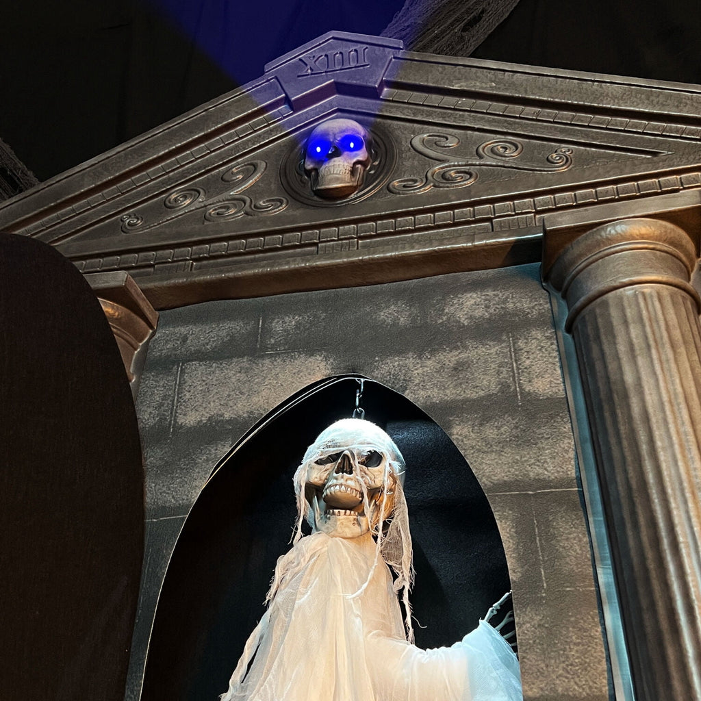 Witchwood™ 6.7 ft. Motion-Triggered Mausoleum Halloween Animatronic by Tekky, HHMAUSOLEUM-1FLSA