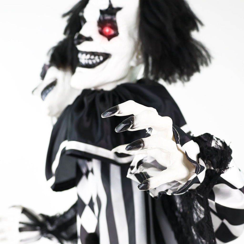 Witchwood™ Lifesize 5.5 ft Animatronic Two-Headed Clown with Lights and Sound, Indoor/Outdoor Halloween Decoration, HHCLOWN-37FLSA