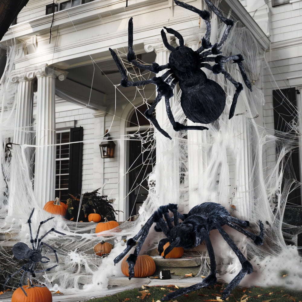 Witchwood™ 45inch Giant Spider Halloween Decorations,Scary Spider Halloween Outdoor Party Decorations Props Halloween Yard Decorations,Black