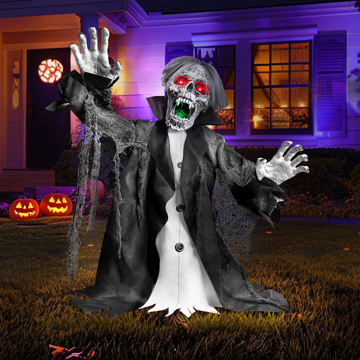 Witchwood™ Halloween Zombie Groundbreaker Decorations Outdoor with Light and Sound, 2.3FT Motion and Sound Scary Deco Props for Outdoor,Yard,Lawn,Patio,Haunted House